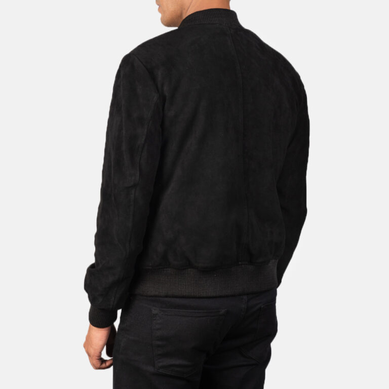Mens Shane Black Suede Bomber Jacket6466-8-1569242525252